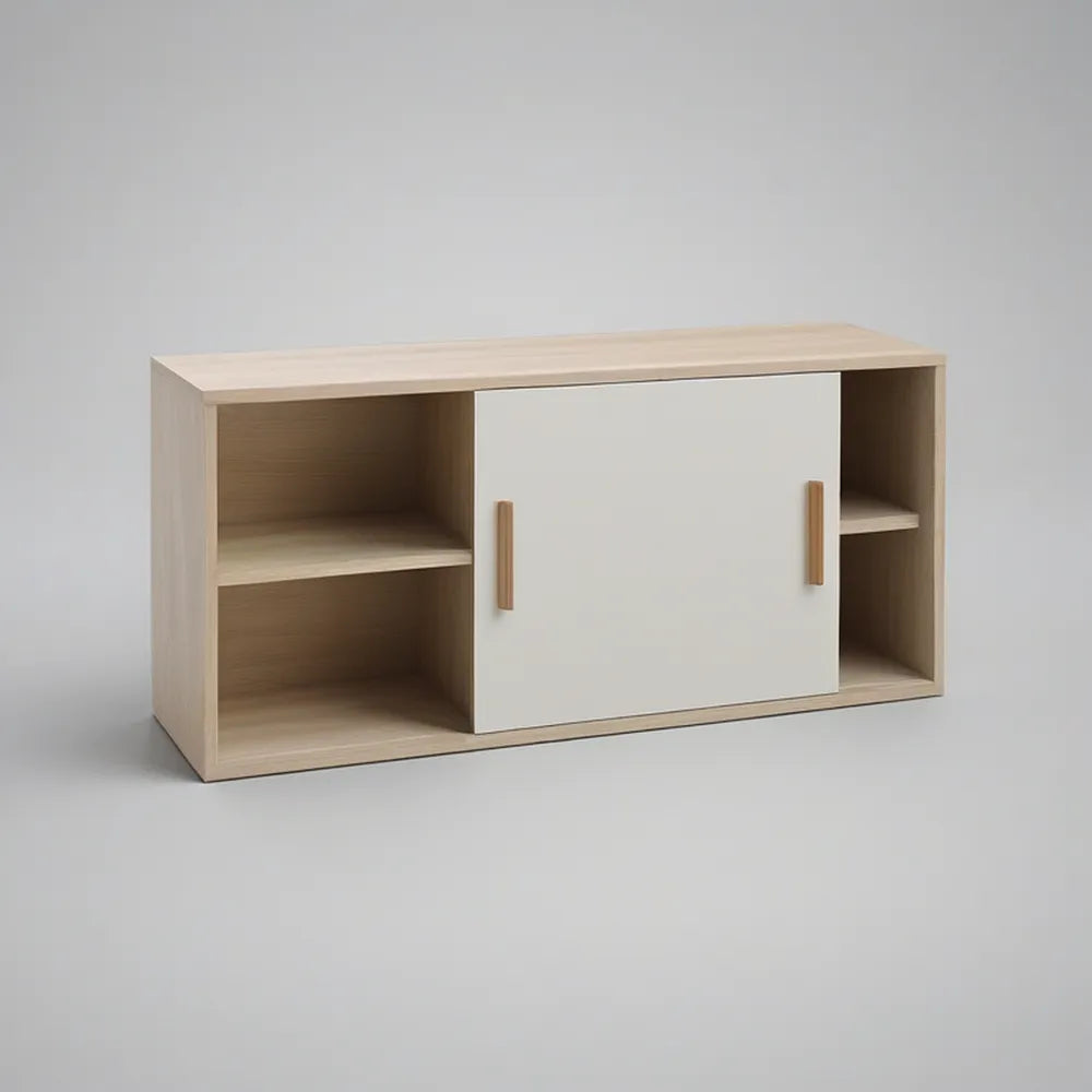 Kuchyňská skříňka s 2 posuvnými dveřmi, světlý dub a bílá, 100 × 30 × 60 cm