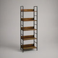 Regál s 5 policemi 60 × 30 × 180 cm z oceli, černý a hnědý